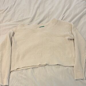 Dip Ribbed Cream Sweater
